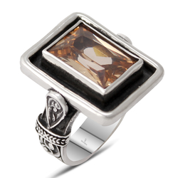 Gumusbox - Özel Tasarım Sitrin Taşlı Gümüş Bayan Yüzük