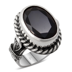 Gumusbox - Özel Tasarım Siyah Zirkon Taşlı Gümüş Bayan Yüzük