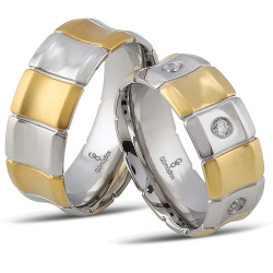 Lovering - ÖZEL TASARIM ZİRKON TAŞ İŞLEME ÇİFT ÇELİK ALYANS