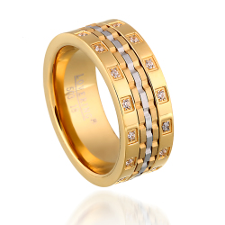 Lovering - ÖZEL TASARIM ZİRKON TAŞLI TEK BAYAN ÇELİK ALYANS