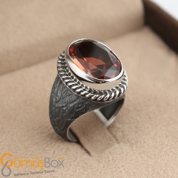 Gumusbox - ÖZEL TASARIM ZULTANİT TAŞLI GÜMÜŞ ERKEK YÜZÜK