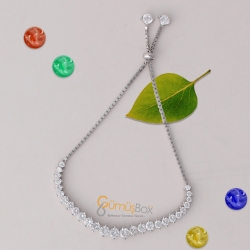 Gumusbox - Özel Yuvarlak Tasarım Gümüş Renkli Zirkon Taş İşlemeli Bayan Asansör Bileklik