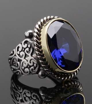 Gumusbox - Parlament Zirkon Taşlı Sarı Çerçeveli Yüzük