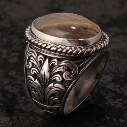 Gumusbox - Rutil Kuvars Taşlı Gümüş Yüzük