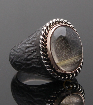 Gumusbox - Rutil Kuvars Taşlı Oksitli Model Yüzük