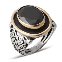 Gumusbox - SİYAH ZİRKON TAŞLI GÜMÜŞ UNİSEX YÜZÜK