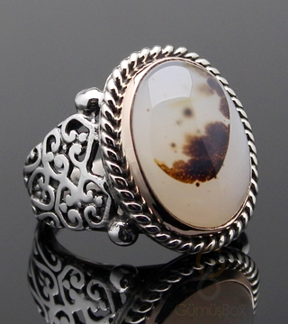 Gumusbox - Yemen Akiği Taşlı Gümüş Yüzük