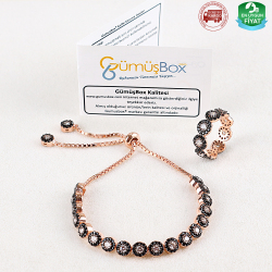 Gumusbox - ZİRKON TAŞ İŞLEMELİ ASANSÖR BİLEKLİK YÜZÜK KOMBİN