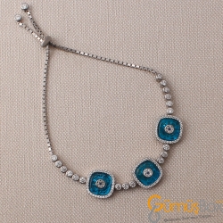 Gumusbox - KARE ZİRKON TAŞ İŞLEMELİ GÜMÜŞ RENK CAMGÖZ BİLEKLİK MODELİ