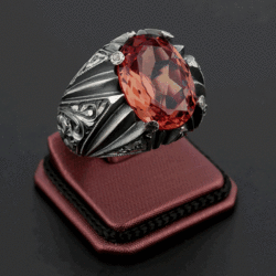 Gumusbox - ZULTANİT TAŞLI ERZURUM EL İŞİ GÜMÜŞ ERKEK YÜZÜK