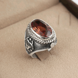 Gumusbox - ZULTANİT TAŞLI OSMANLI TEŞKİLAT-I MAHSUSA MOTİFLİ GÜMÜŞ ERKEK YÜZÜK