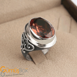 Gumusbox - ZULTANİT TAŞLI ÖZEL TASARIM GÜMÜŞ ERKEK YÜZÜK