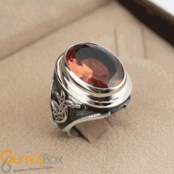 Gumusbox - ZULTANİT TAŞLI SEMAZEN MOTİFLİ ERKEK GÜMÜŞ YÜZÜK